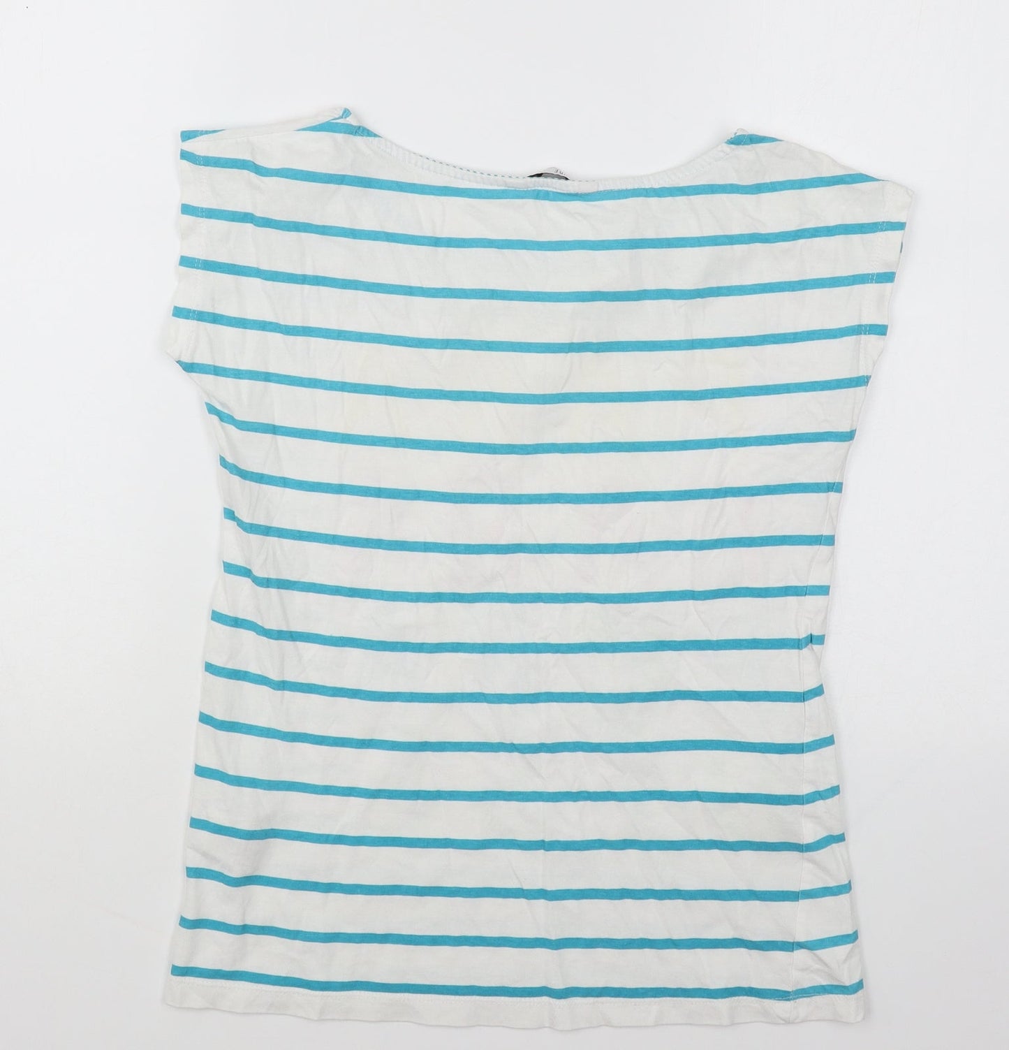 House Womens White Striped Cotton Basic T-Shirt Size XS Round Neck - Paradise