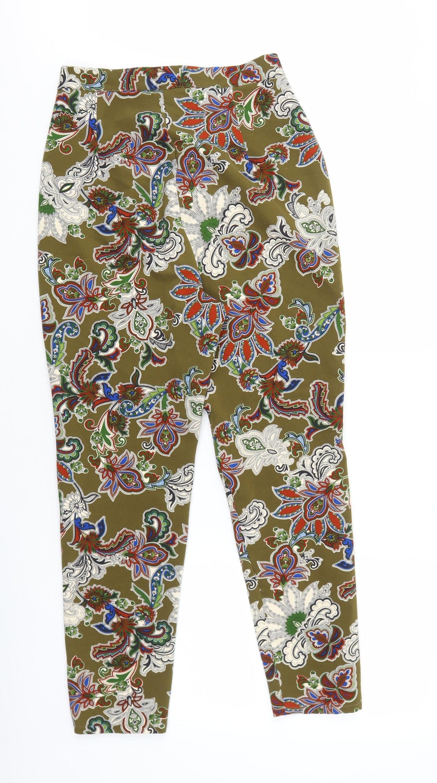 Love Womens Green Geometric Polyester Trousers Size L L26 in Regular Zip