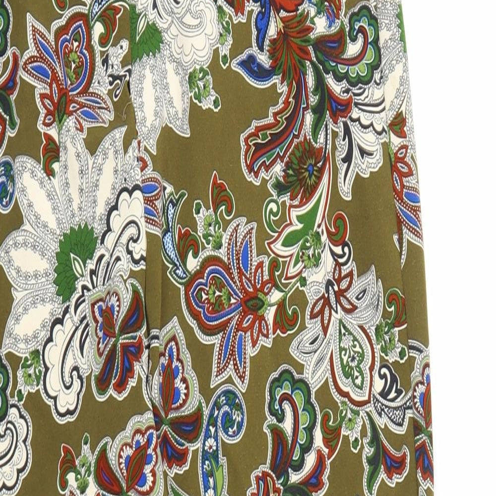 Love Womens Green Geometric Polyester Trousers Size L L26 in Regular Zip