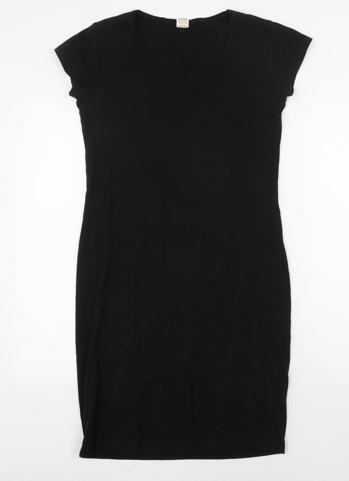 Moraj Collection Womens Black Cotton T-Shirt Dress Size S Round Neck Pullover