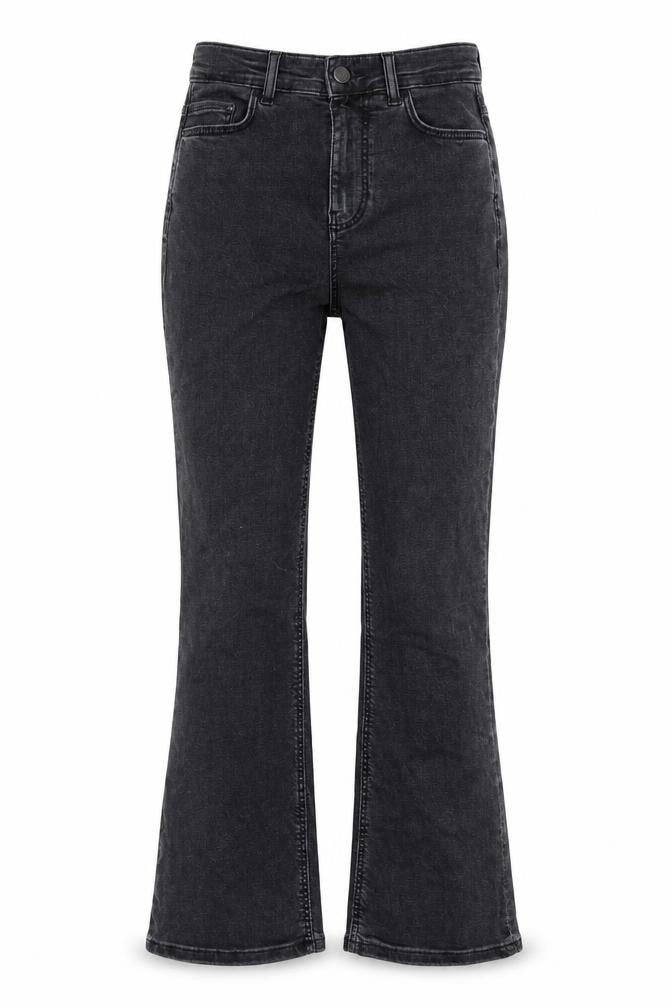 Marks and Spencer Womens Black Cotton Flared Jeans Size 6 Regular Zip - Cropped