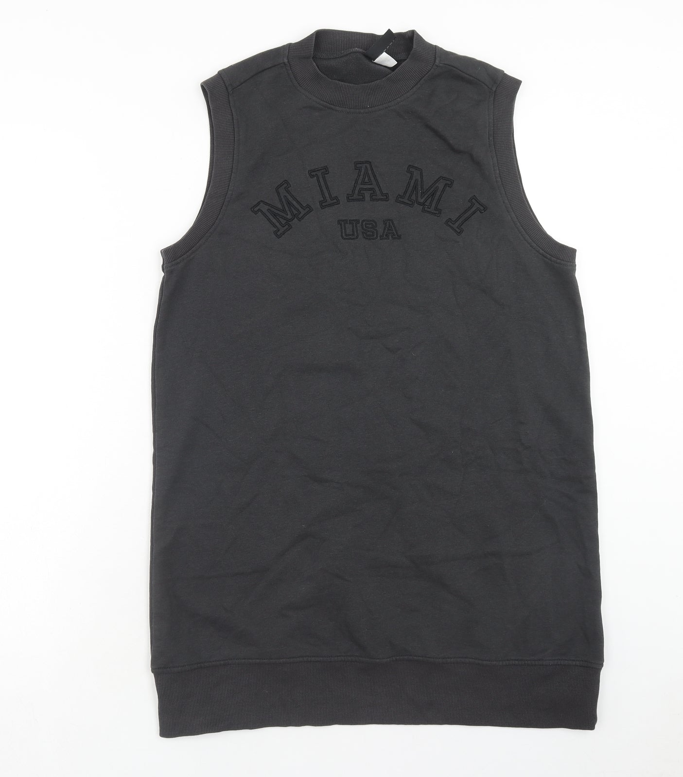H&M Womens Grey Cotton Tank Dress Size S Crew Neck Pullover - Miami USA
