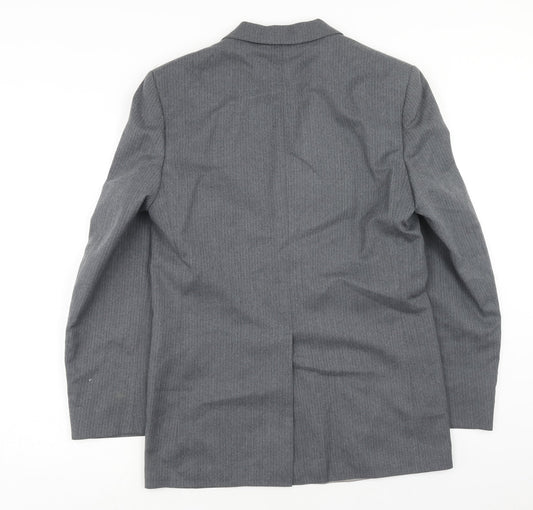 Dunn & Co Mens Grey Striped Wool Jacket Blazer Size 36