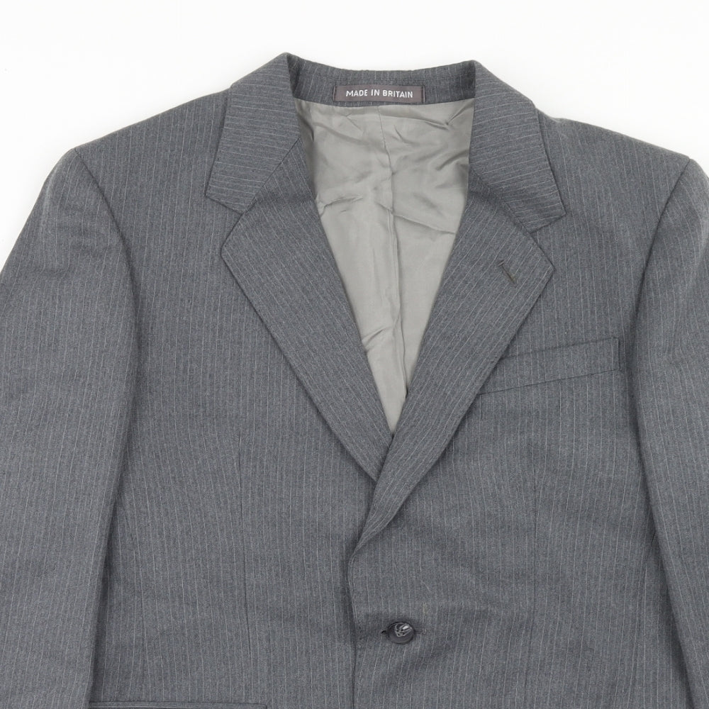Dunn & Co Mens Grey Striped Wool Jacket Blazer Size 36