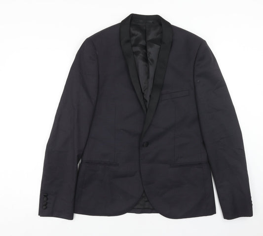 Topman Mens Blue Wool Jacket Blazer Size 40