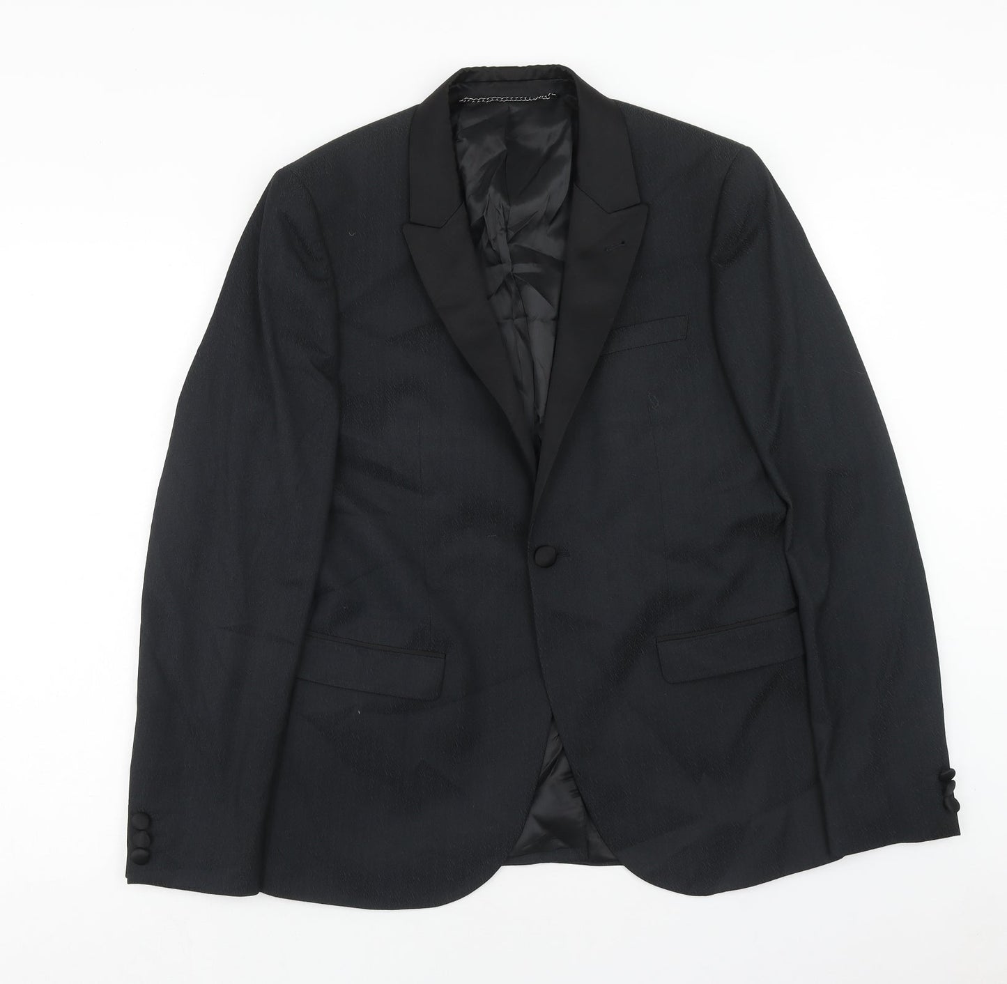 Topman Mens Black Polyester Jacket Blazer Size 40