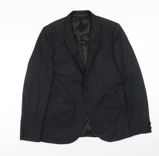 Topman Mens Black Polyester Jacket Blazer Size 40