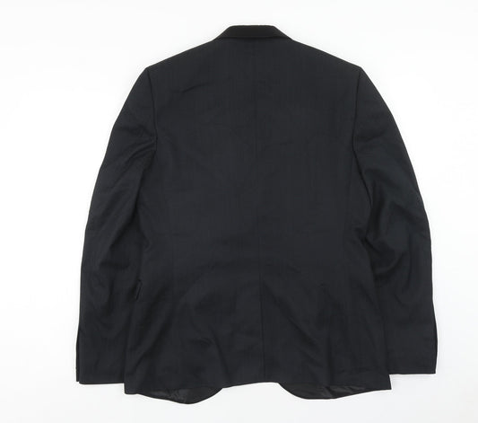 Topman Mens Black Polyester Jacket Blazer Size 40