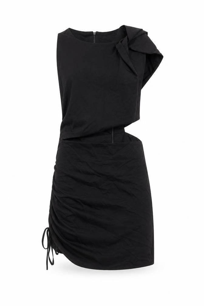Zara Womens Black Cotton Mini Size XS Boat Neck Zip