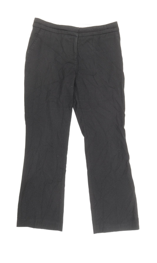 NEXT Womens Black Geometric Polyester Trousers Size 8 Regular Zip