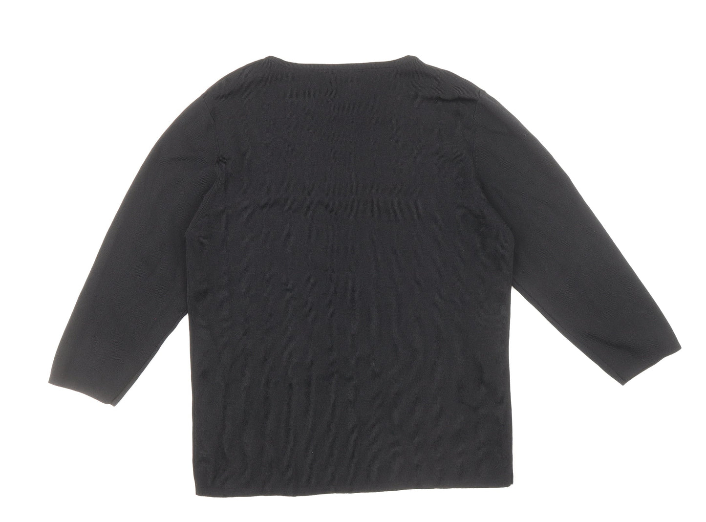 After Dark Womens Black Round Neck Floral Viscose Pullover Jumper Size S