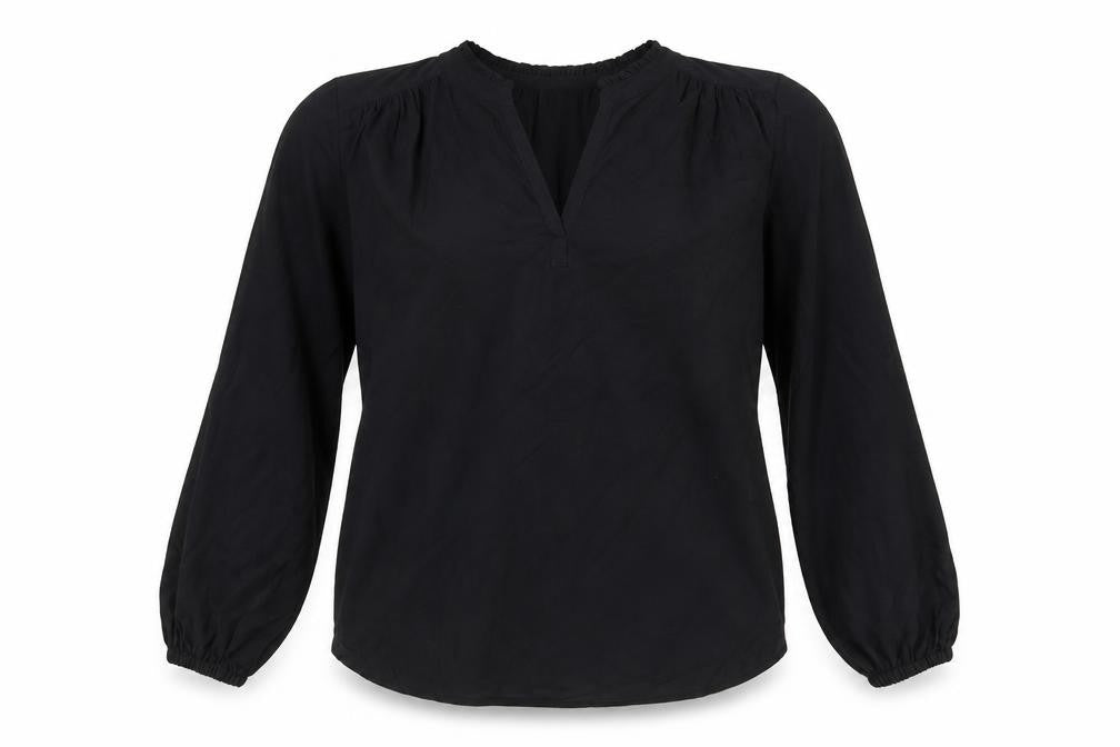 Marks and Spencer Womens Black Viscose Basic Blouse Size 8 V-Neck
