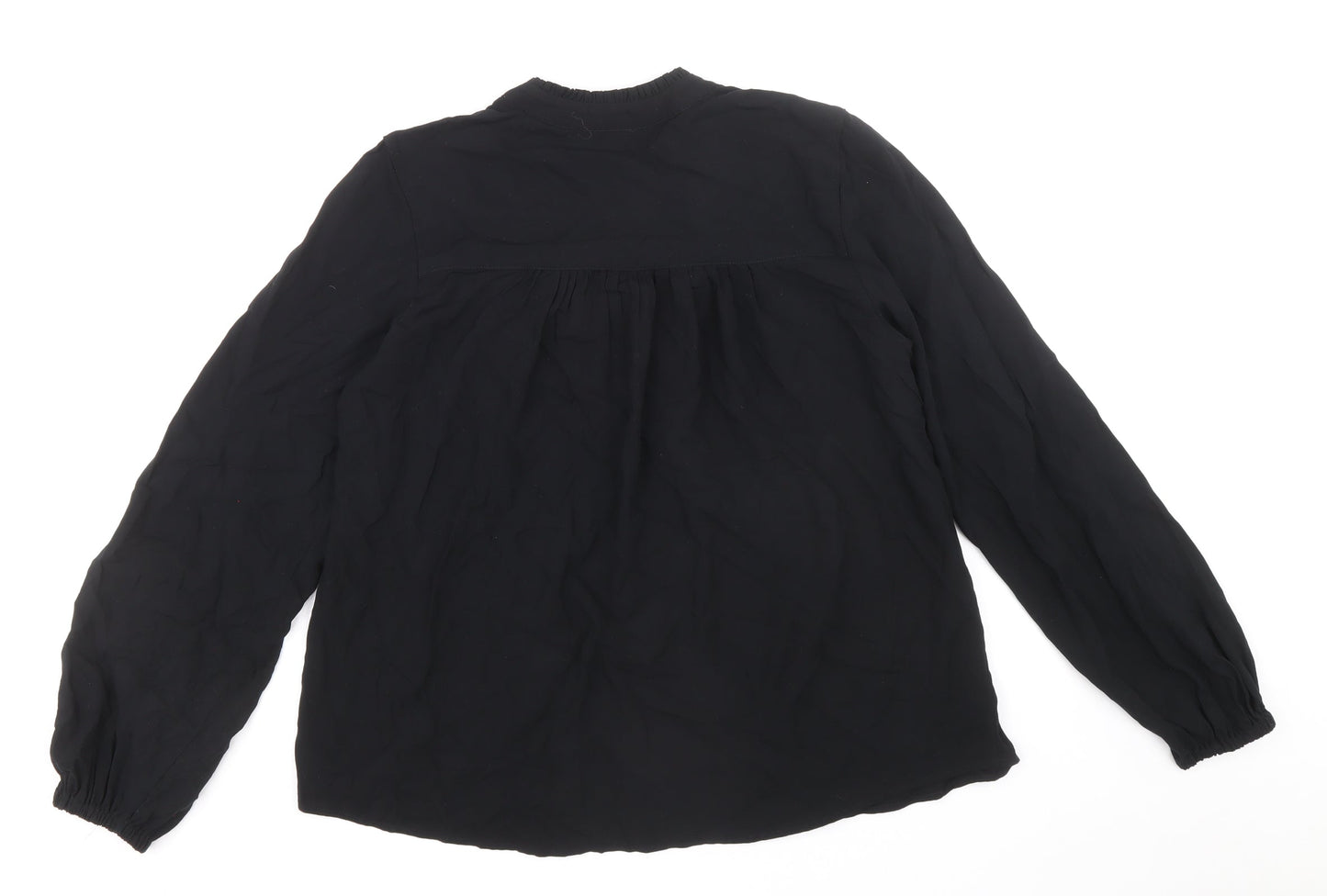 Marks and Spencer Womens Black Viscose Basic Blouse Size 8 V-Neck