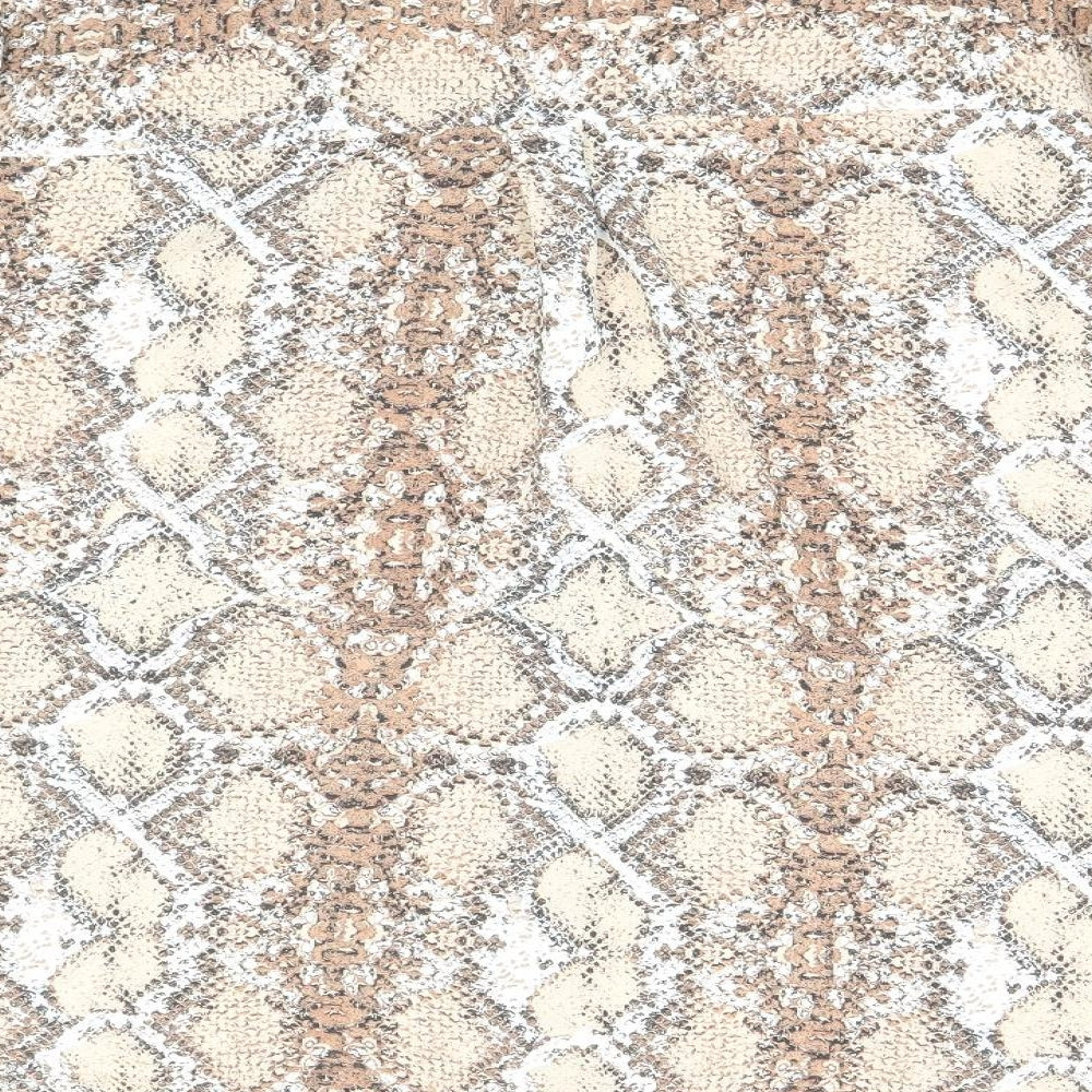 Marks and Spencer Womens Brown Animal Print Polyester Basic Button-Up Size 14 Collared - Snake Skin Print