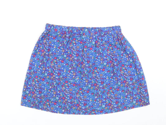 Lefties Womens Blue Floral Viscose Mini Skirt Size S