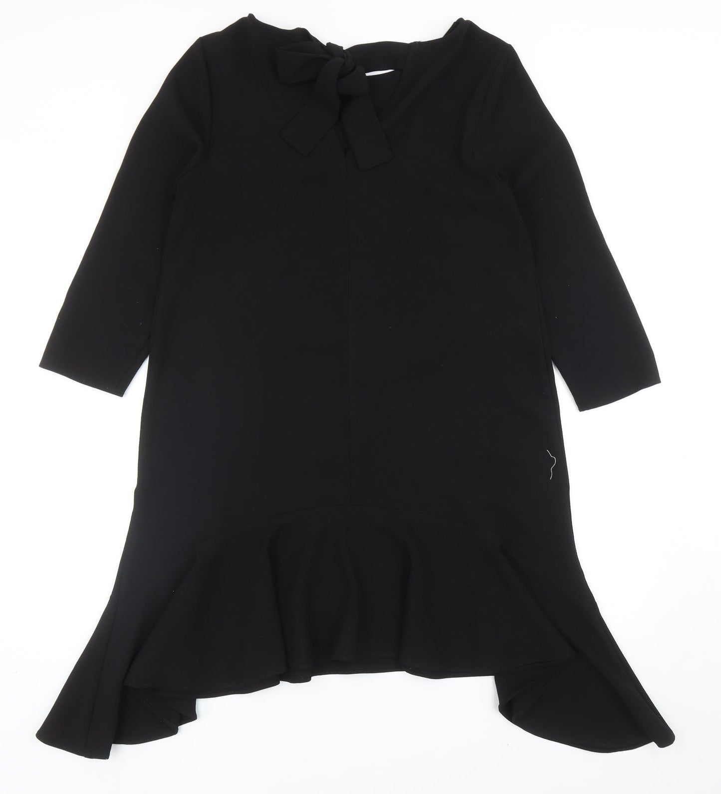 River Island Womens Black Polyester Shift Size 12 Round Neck Tie