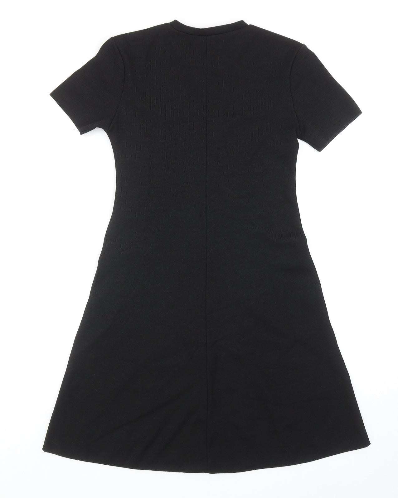Zara Womens Black Viscose T-Shirt Dress Size S Crew Neck Pullover