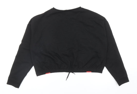 Primark Girls Black Geometric Cotton Pullover Sweatshirt Size 12-13 Years Drawstring