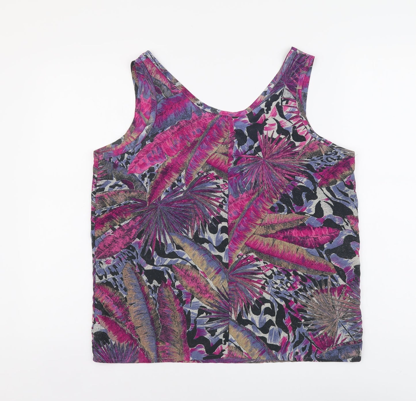 Debenhams Womens Purple Geometric Polyester Basic Tank Size 16 Round Neck