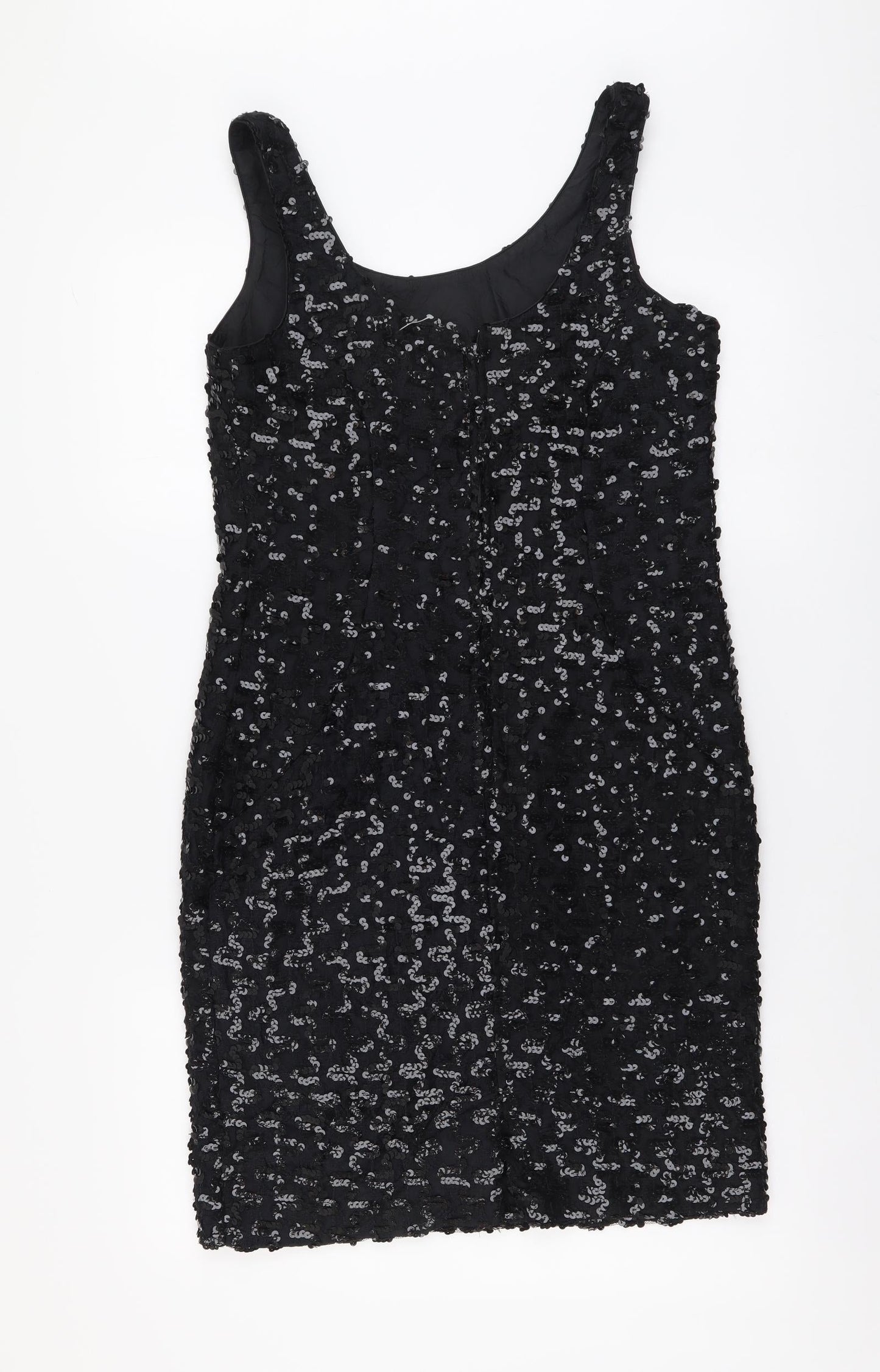 Opening Night Womens Black Polyester Tank Dress Size 8 Scoop Neck Zip