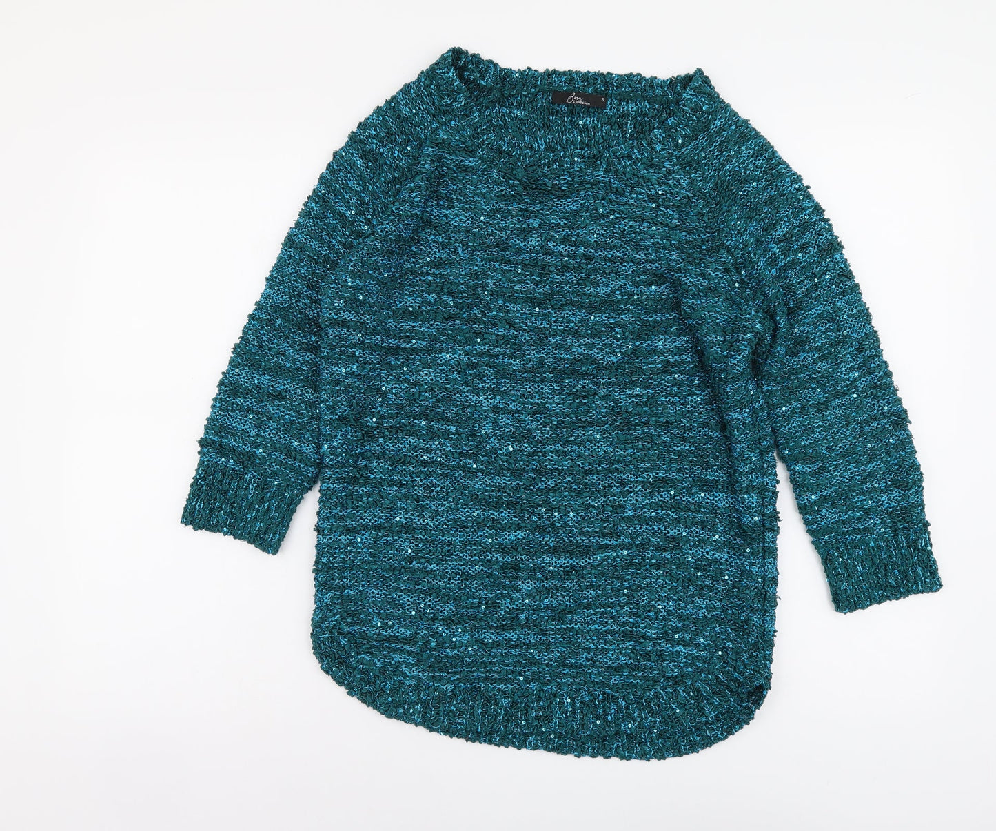 Bonmarché Womens Blue Round Neck Polyester Pullover Jumper Size S