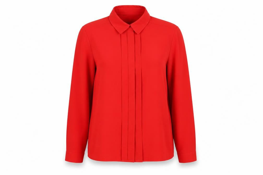 St Michael Womens Red Polyester Basic Button-Up Size 12 V-Neck