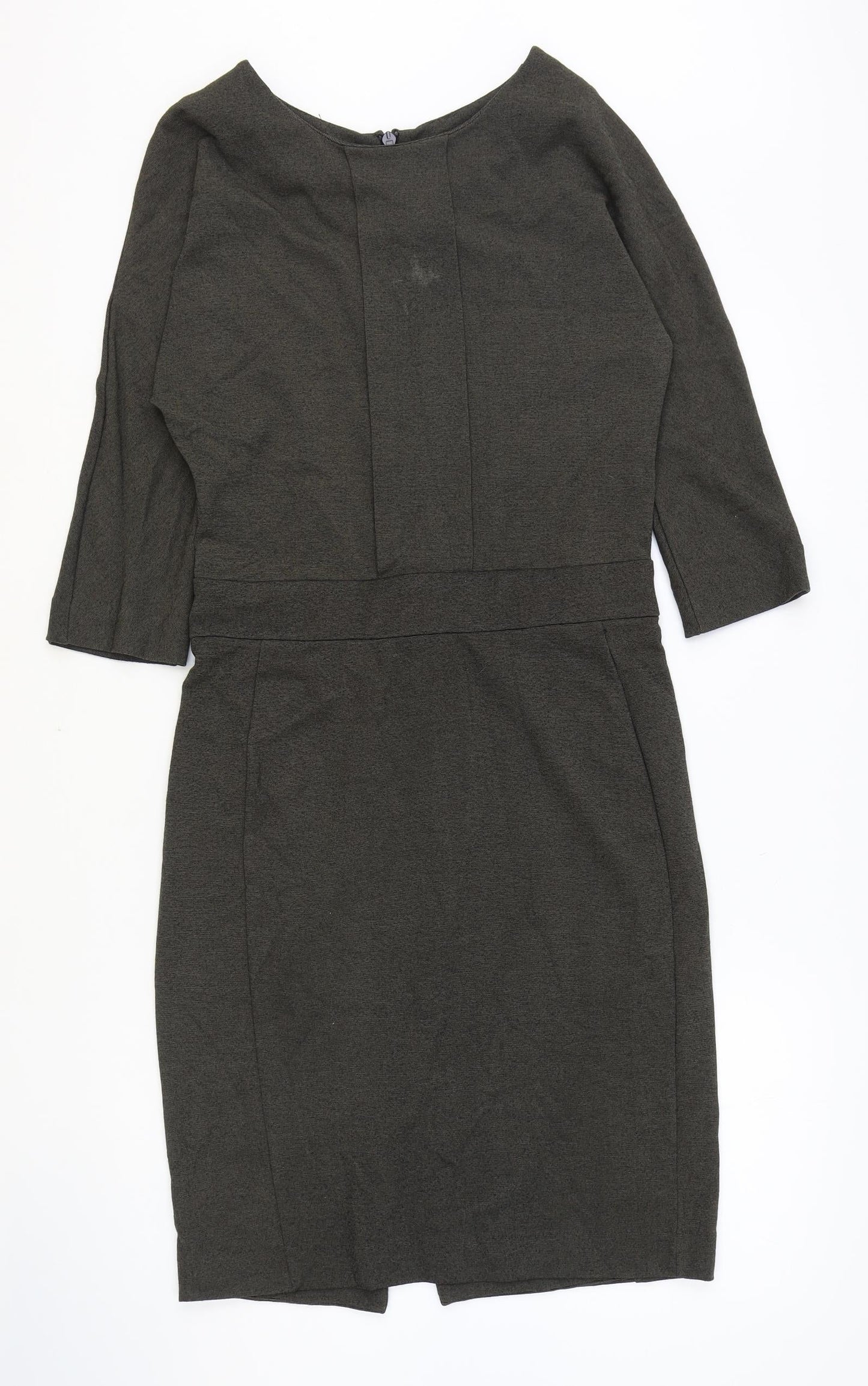 Catherine Hammel Womens Grey Viscose Pencil Dress Size S Boat Neck Zip