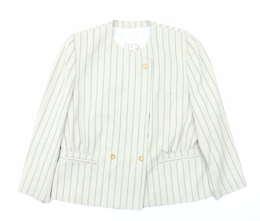 Ravens Womens Ivory Striped Jacket Size 18 Button