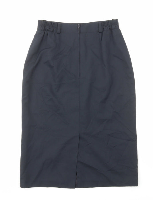 Preworn Womens Blue Polyester Straight & Pencil Skirt Size 10 Zip