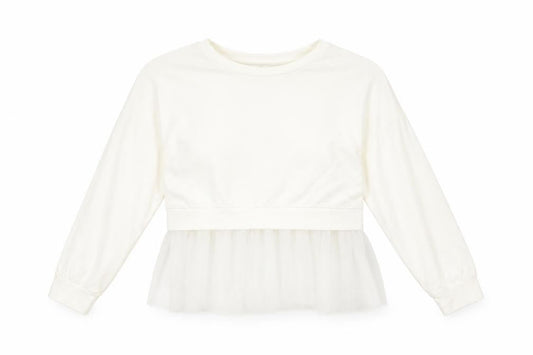 Preworn Womens White Polyester Pullover Sweatshirt Size M Pullover - Tulle Hem