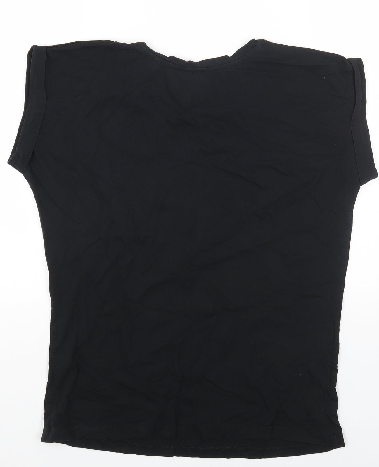 Simply Be Womens Black Cotton Basic T-Shirt Size 12 Round Neck