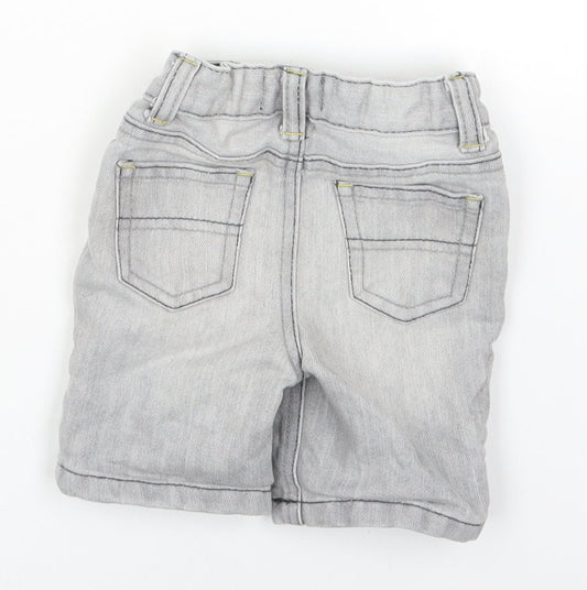 Denim & Co. Boys Grey Cotton Cropped Trousers Size 6-9 Months Snap