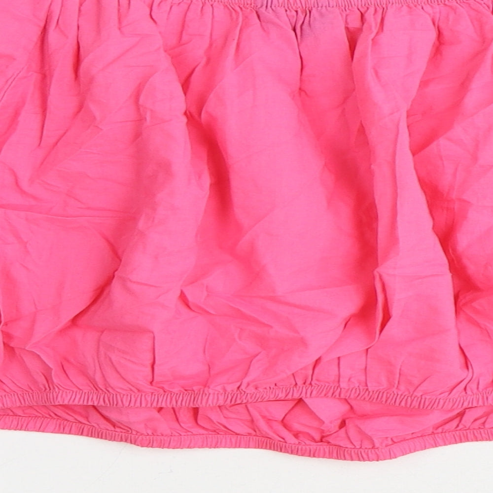 Marks and Spencer Womens Pink 100% Cotton Cropped Blouse Size 16 Boat Neck - Floral Detail