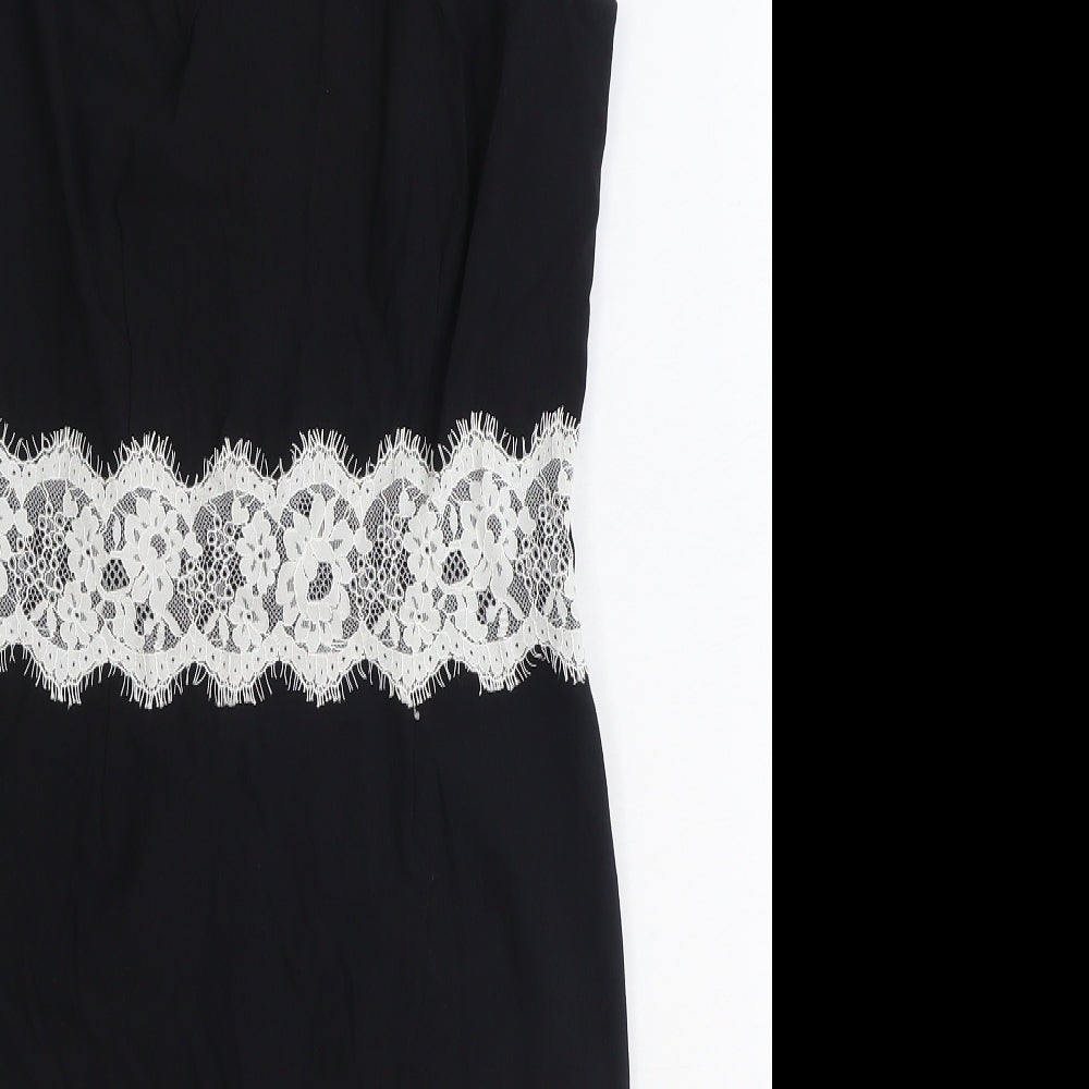 Paper Dolls Womens Black Viscose Pencil Dress Size 10 Off the Shoulder Zip - Lace Detail