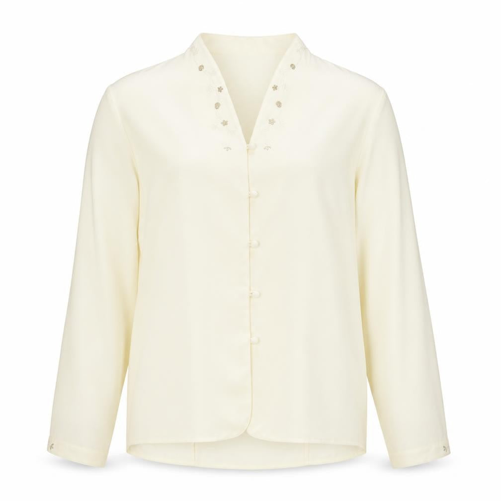 Jumper Womens Yellow Polyester Basic Button-Up Size L V-Neck