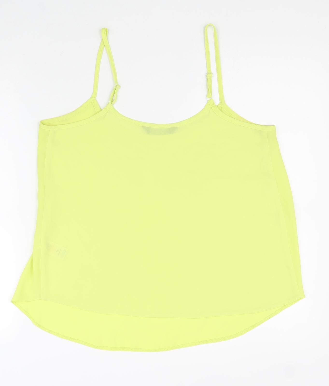 Dorothy Perkins Womens Yellow Polyester Basic Tank Size 12 Round Neck