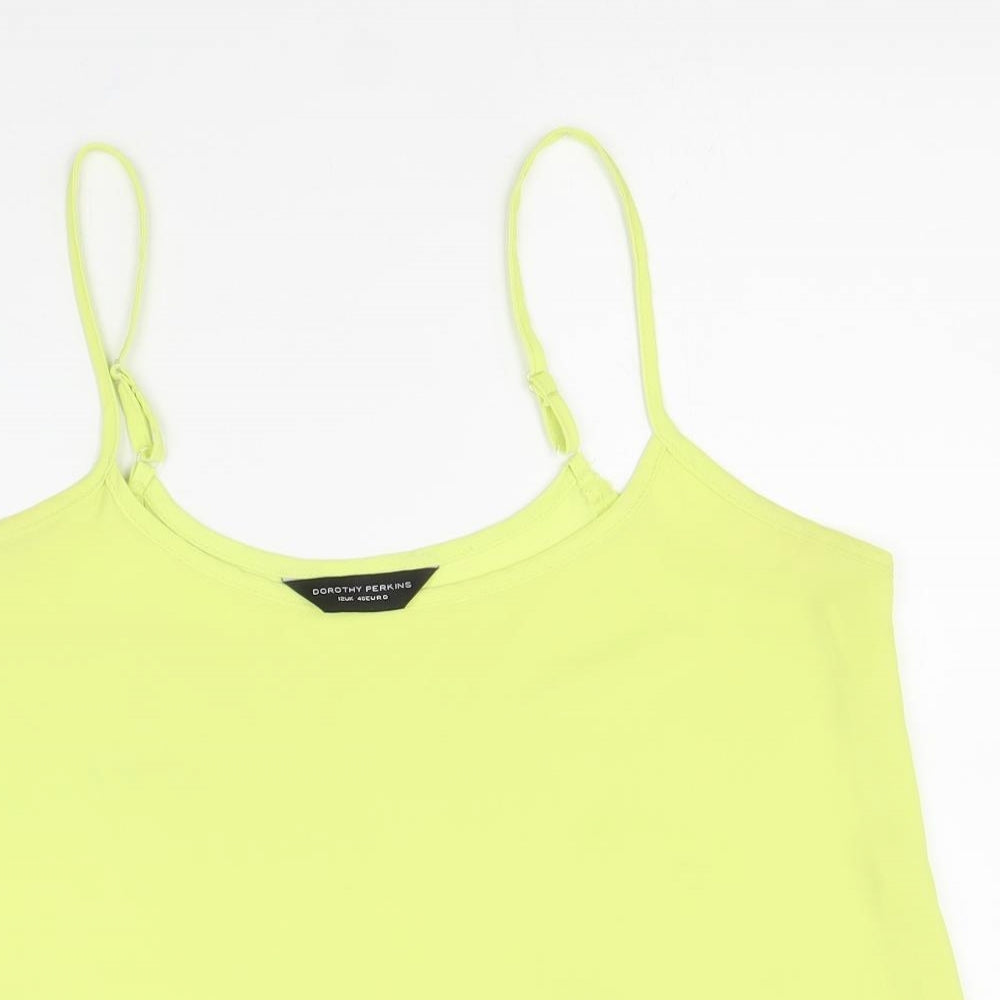 Dorothy Perkins Womens Yellow Polyester Basic Tank Size 12 Round Neck