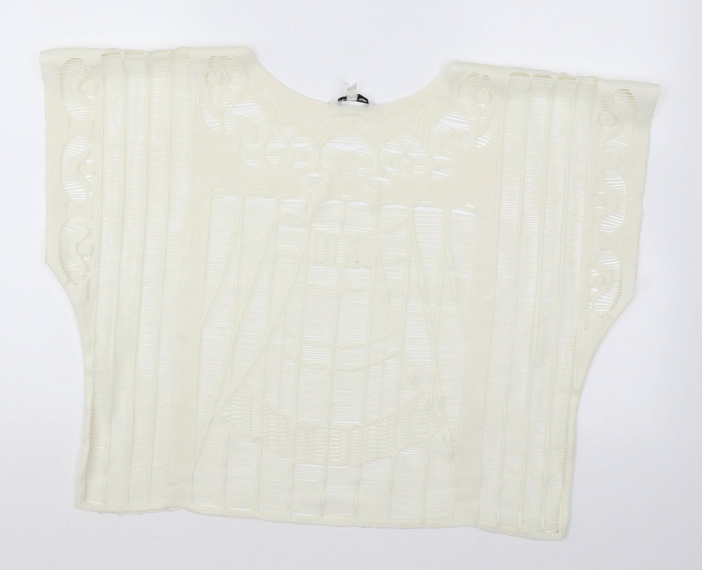 New Look Womens White Polyester Basic T-Shirt Size S Round Neck