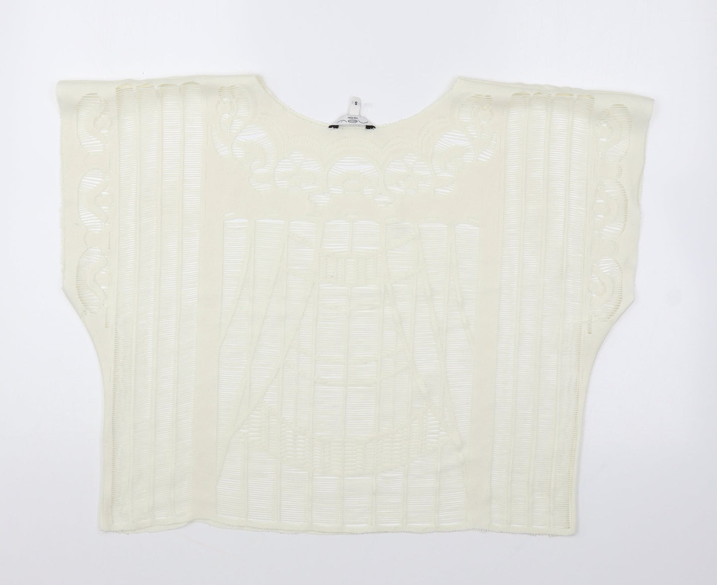 New Look Womens White Polyester Basic T-Shirt Size S Round Neck