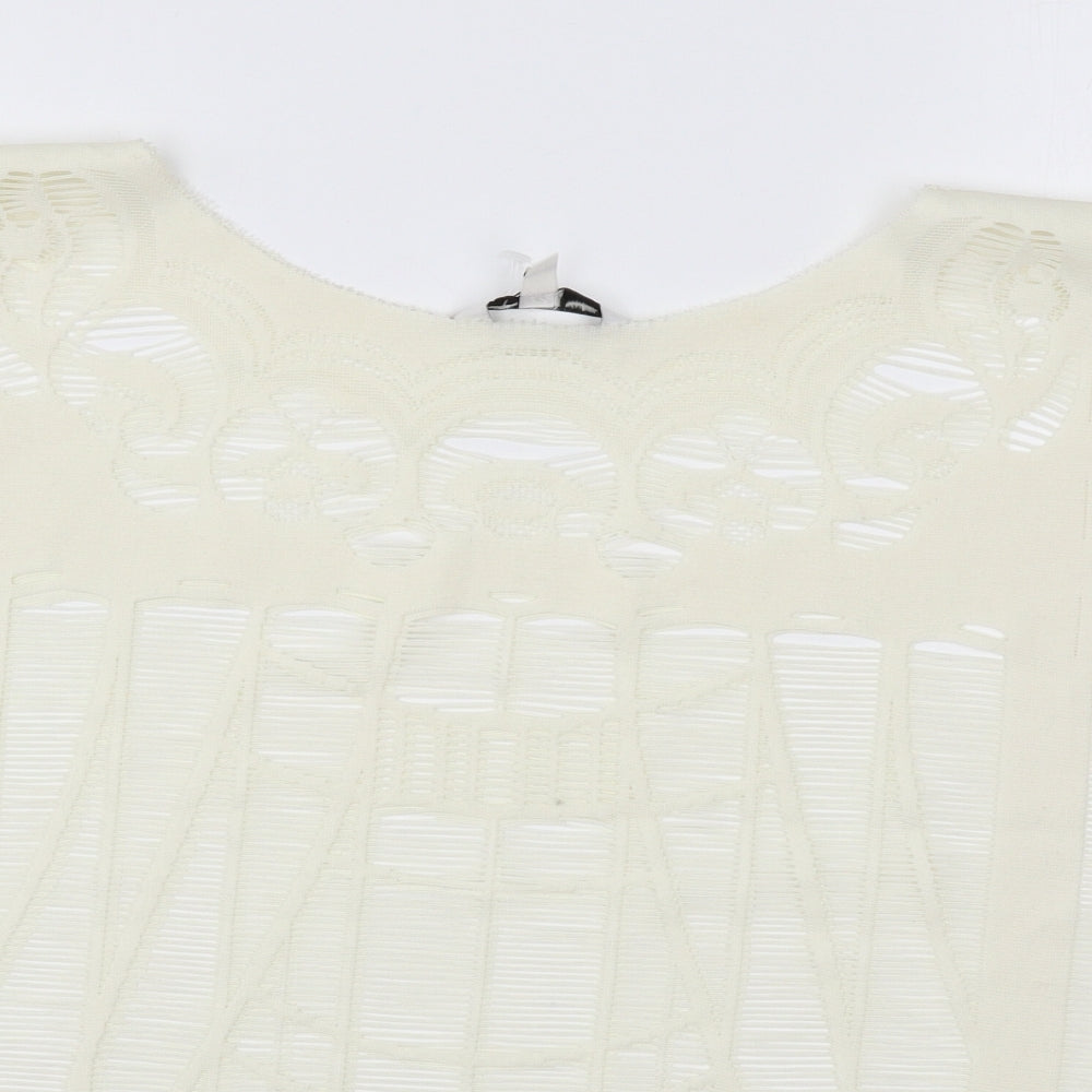 New Look Womens White Polyester Basic T-Shirt Size S Round Neck