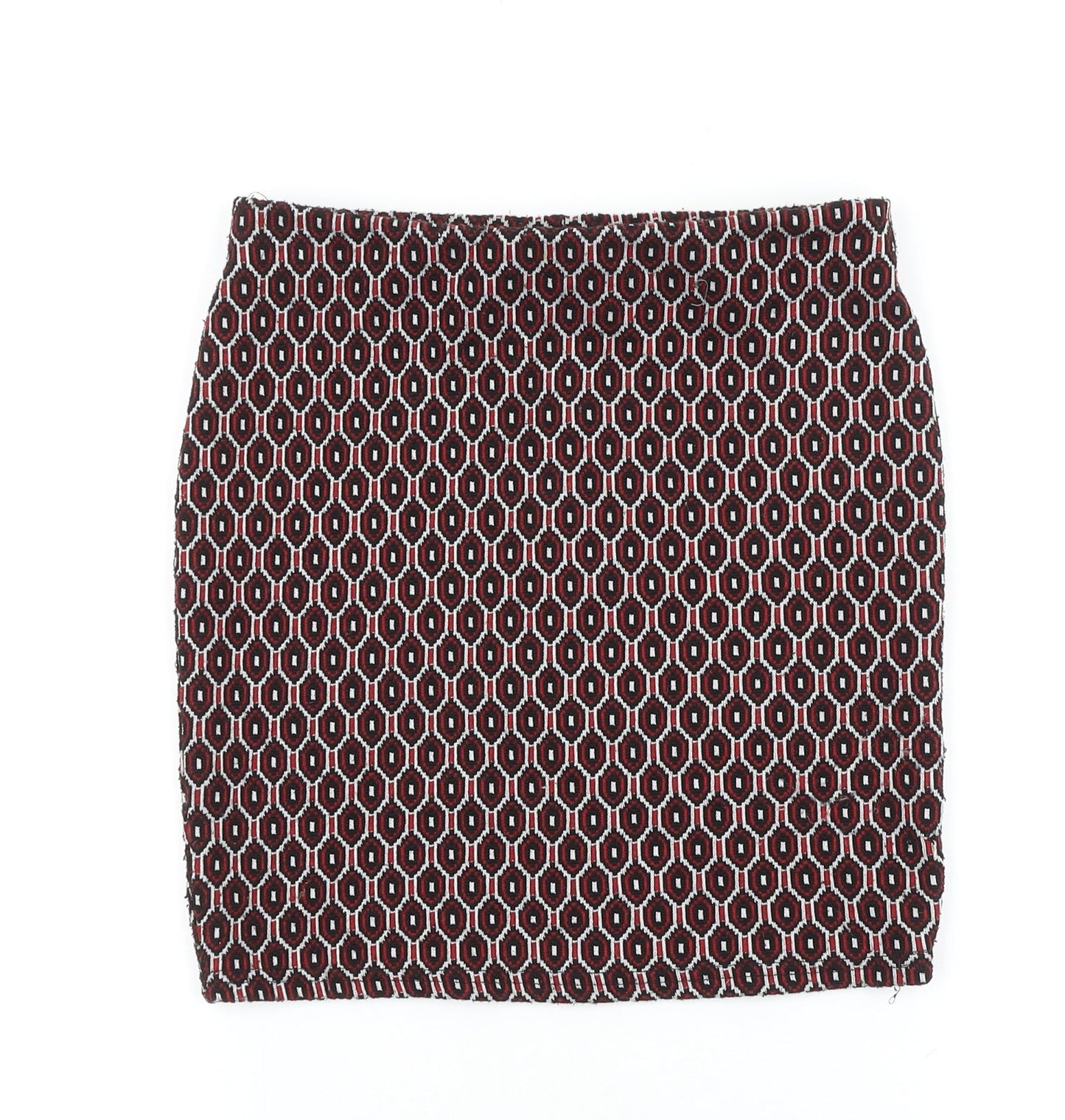 Preworn Womens Red Geometric Polyester Bandage Skirt Size 26