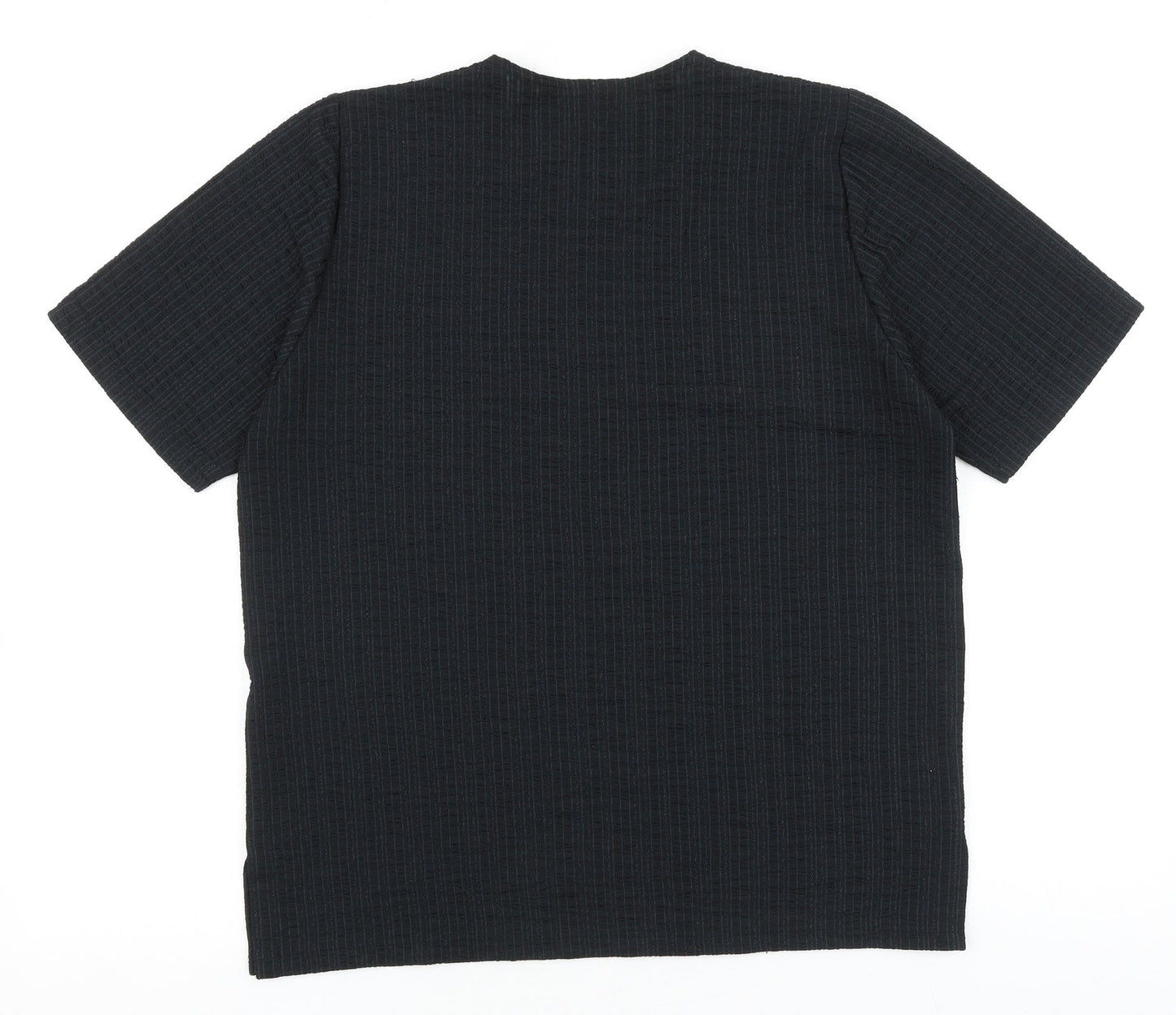 Sol Design Womens Black Polyester Basic T-Shirt Size M Round Neck - Textured
