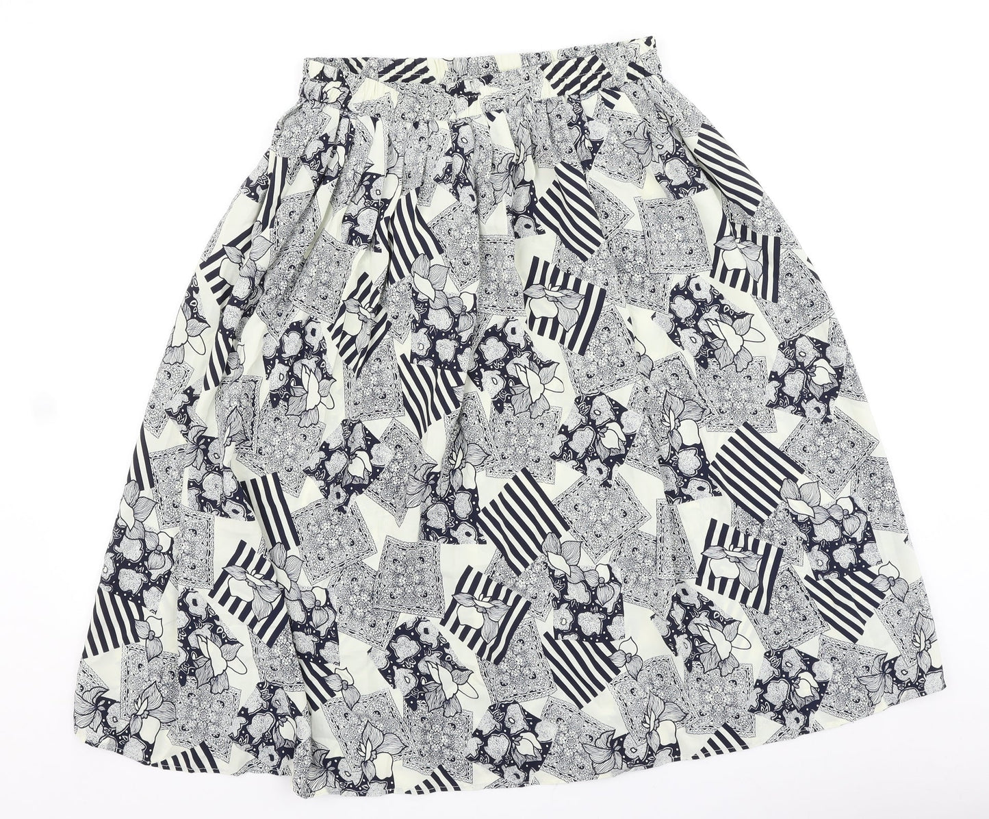 Preworn Womens Blue Geometric Polyester A-Line Skirt Size XL