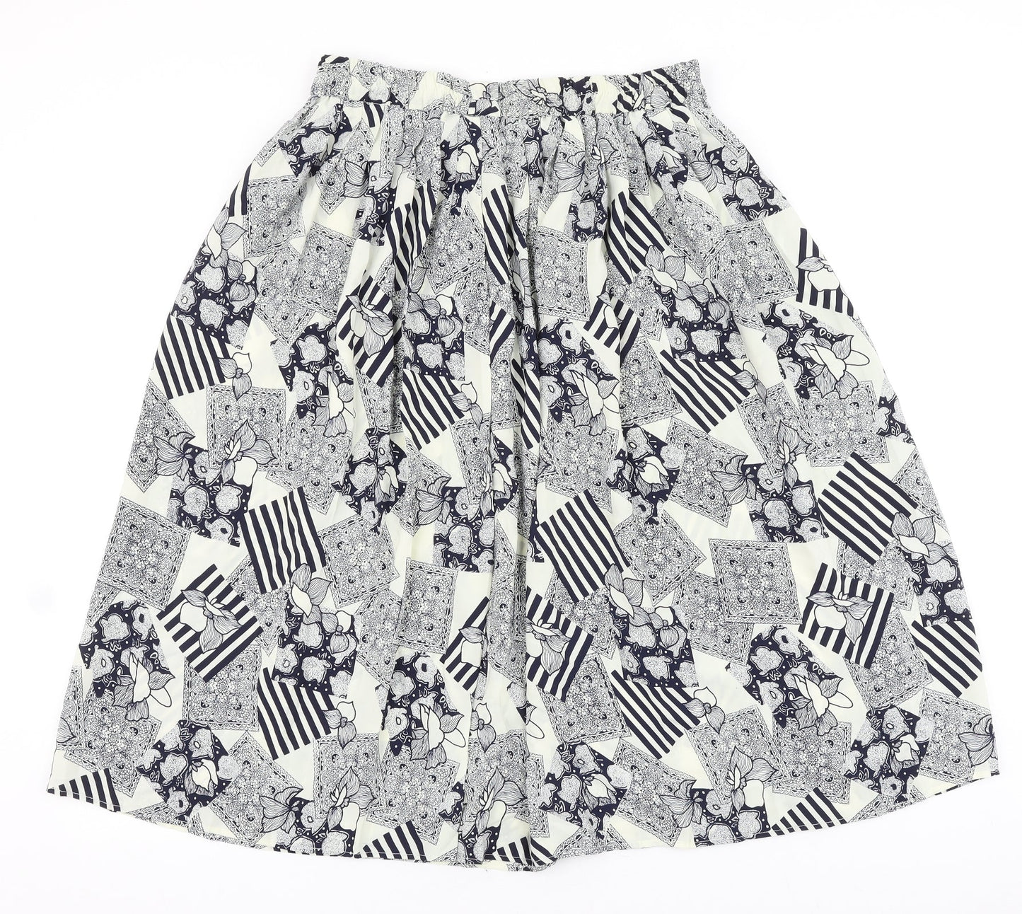 Preworn Womens Blue Geometric Polyester A-Line Skirt Size XL