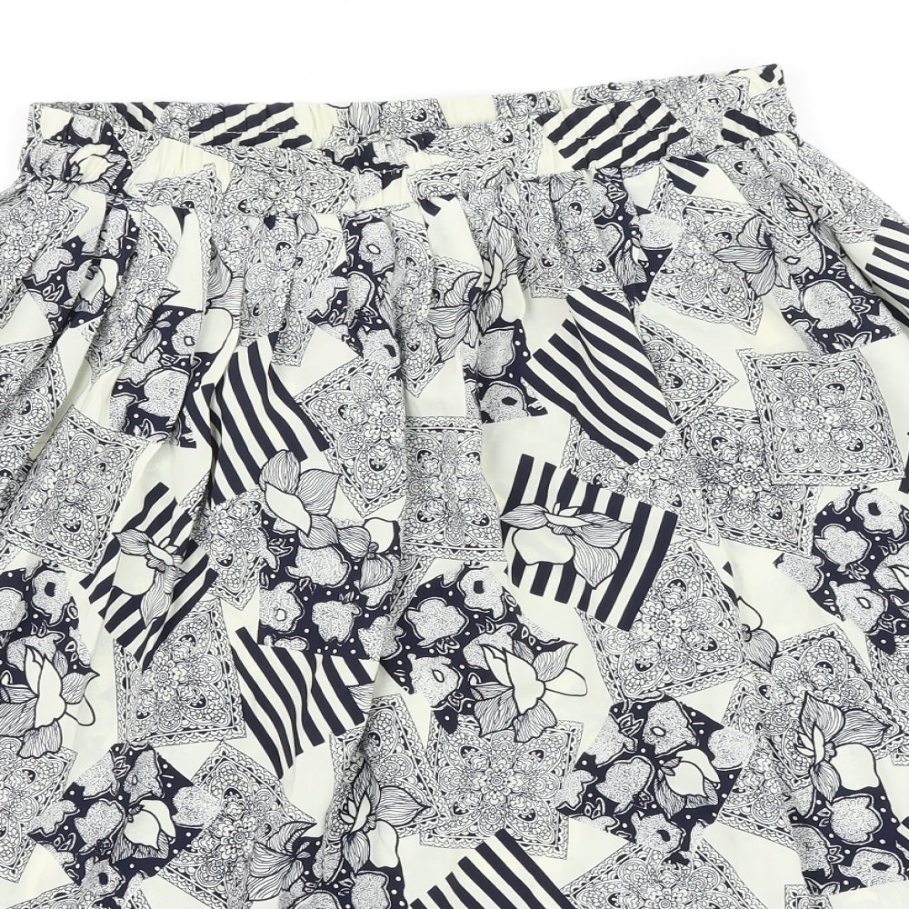 Preworn Womens Blue Geometric Polyester A-Line Skirt Size XL