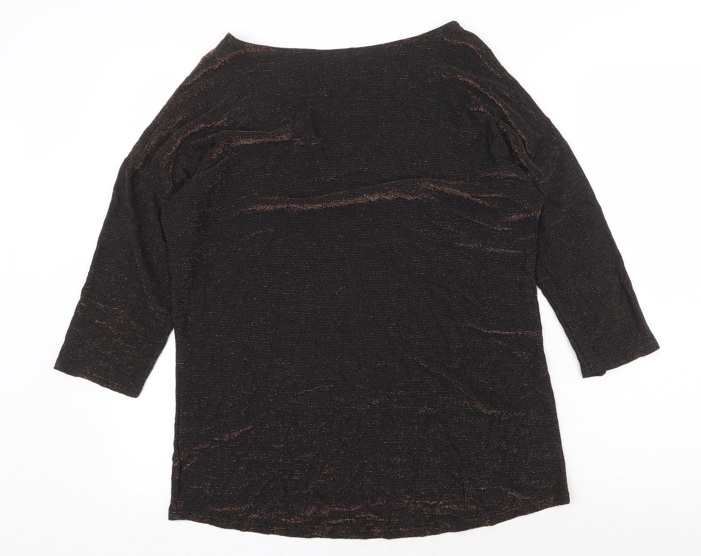 NEXT Womens Black Viscose Basic Blouse Size 12 Round Neck