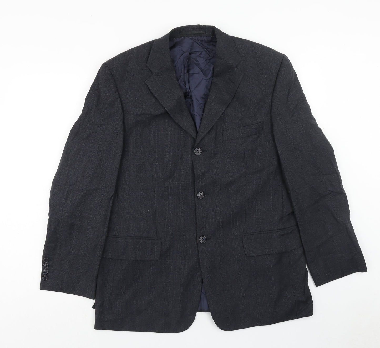 Preworn Mens Grey Polyester Jacket Blazer Size 42
