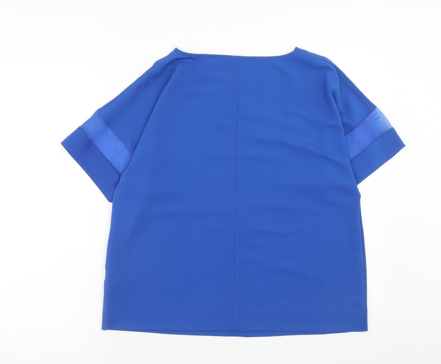 Marks and Spencer Womens Blue Polyester Basic Blouse Size 12 Boat Neck