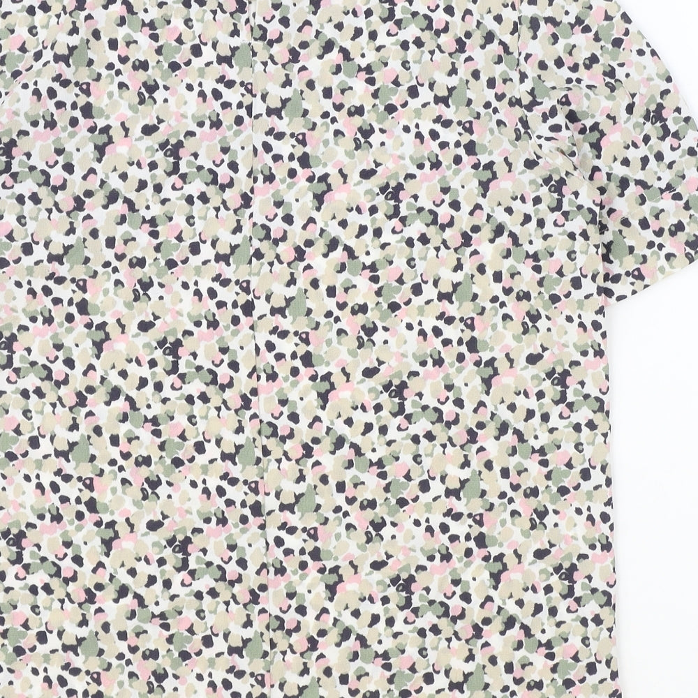 Marks and Spencer Womens Multicoloured Geometric Polyester Basic T-Shirt Size 6 Round Neck