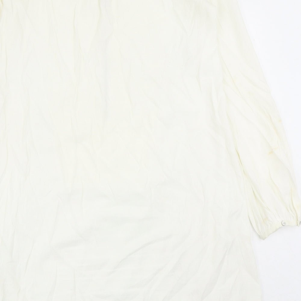 Zara Womens White Viscose Mini Size S V-Neck Zip